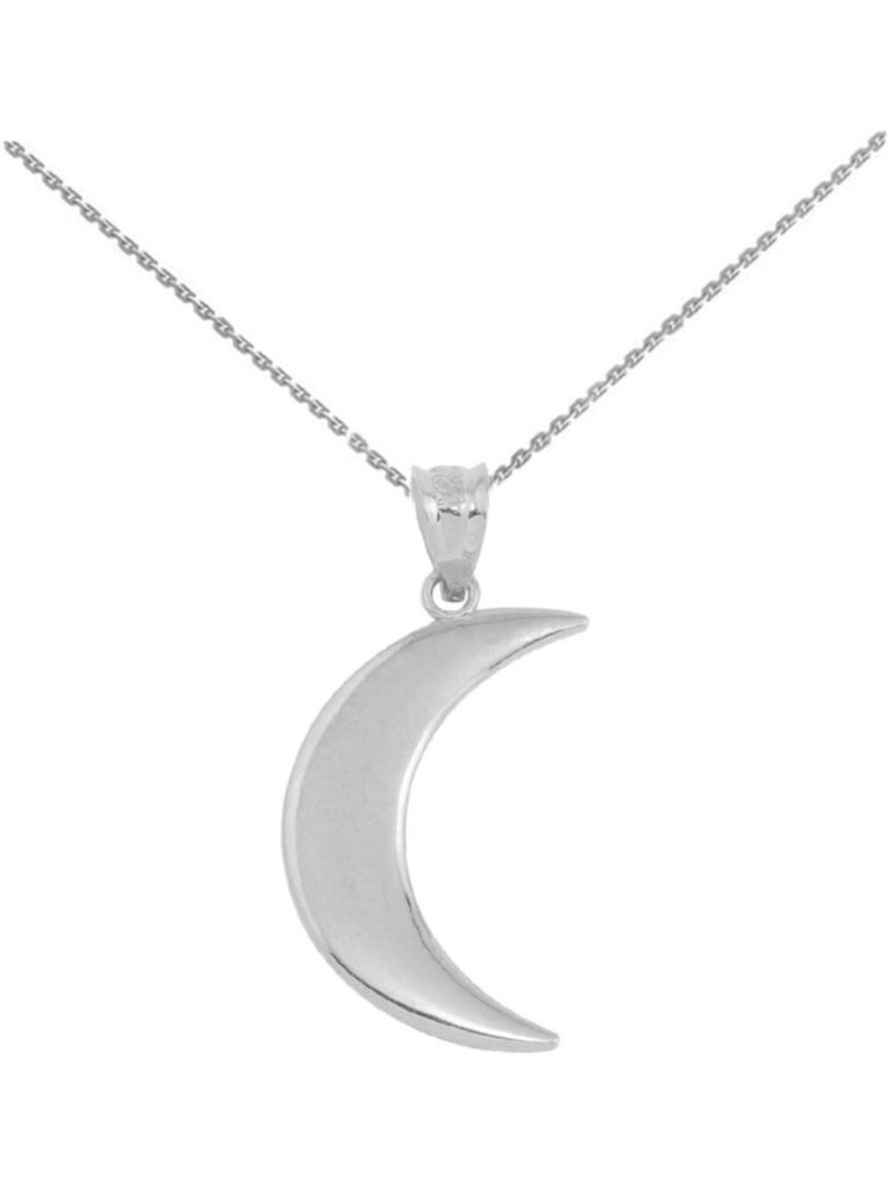 925 Sterling Silver High Polish Crescent Moon Pendant Necklace - Elegant Jewelry